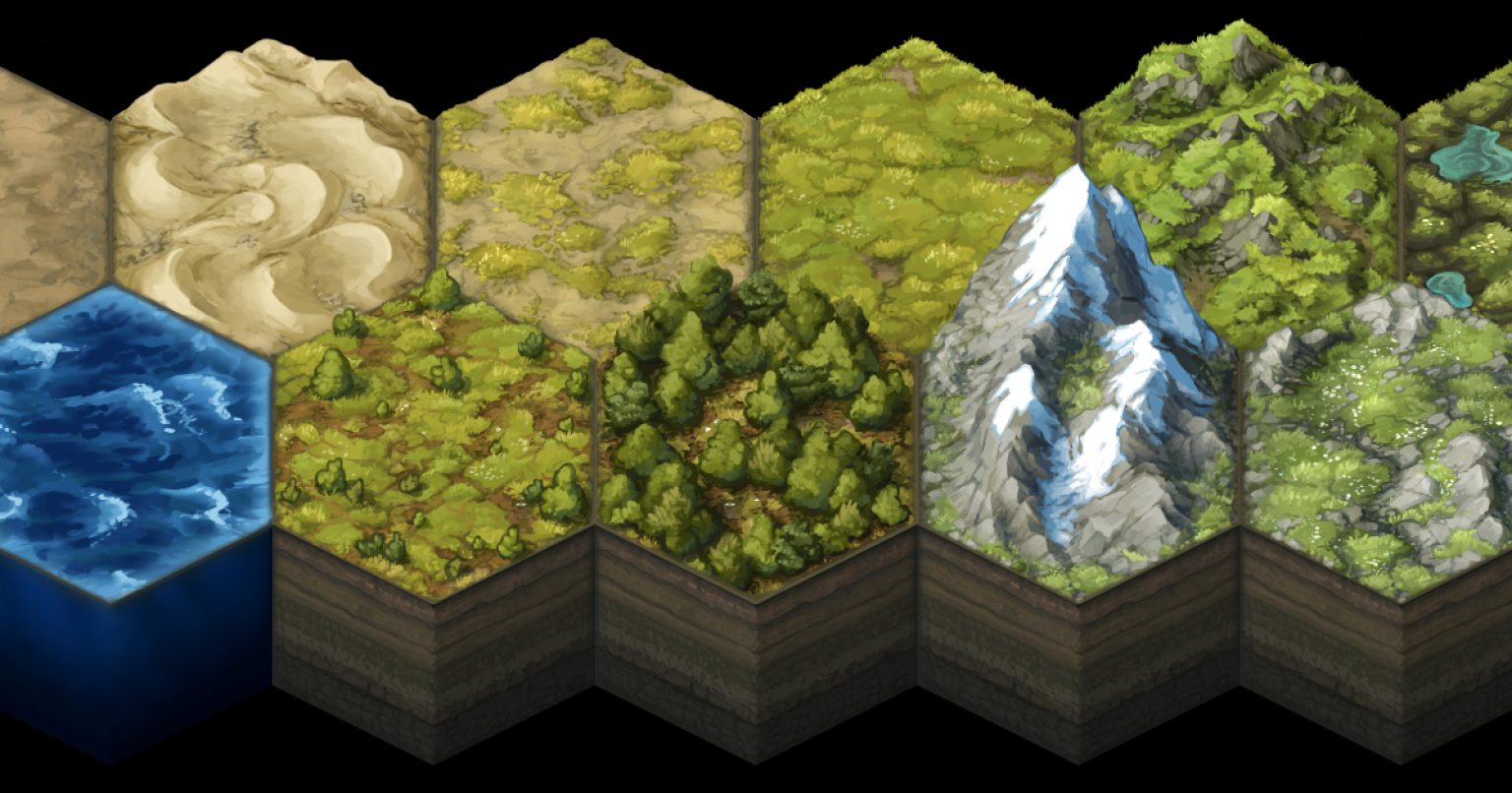 Painted 2d Terrain hexes