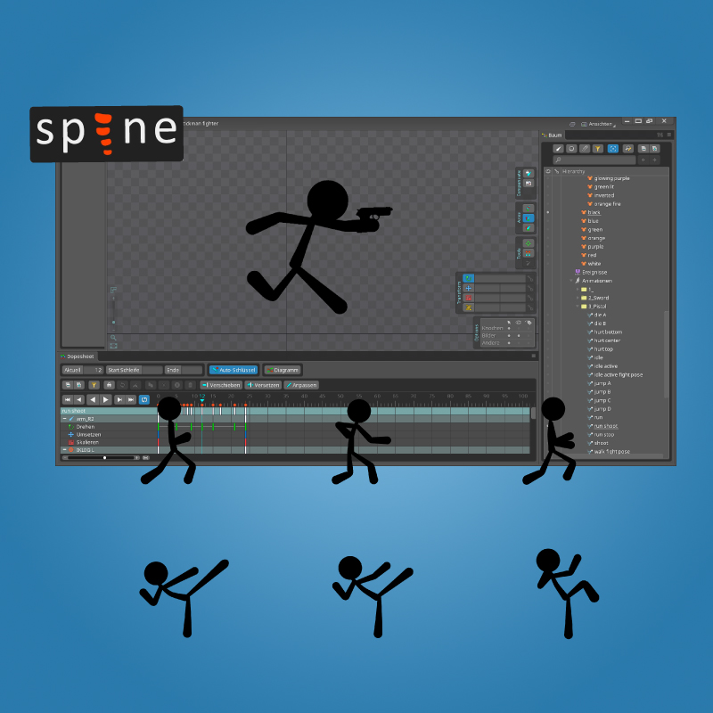 Stickman Fighter Spine 2D Character Sprites by overcrafted